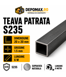 Teava patrata 20 x 20 x 1.5 mm, 6 metri